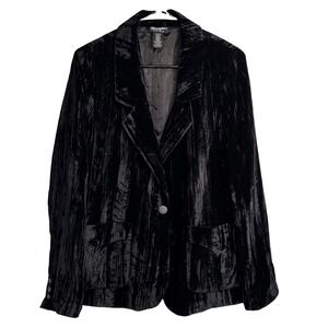 70/80s Vintage Wrangler Retro Black Crushed Velvet Blazer Womens Medium Jacket